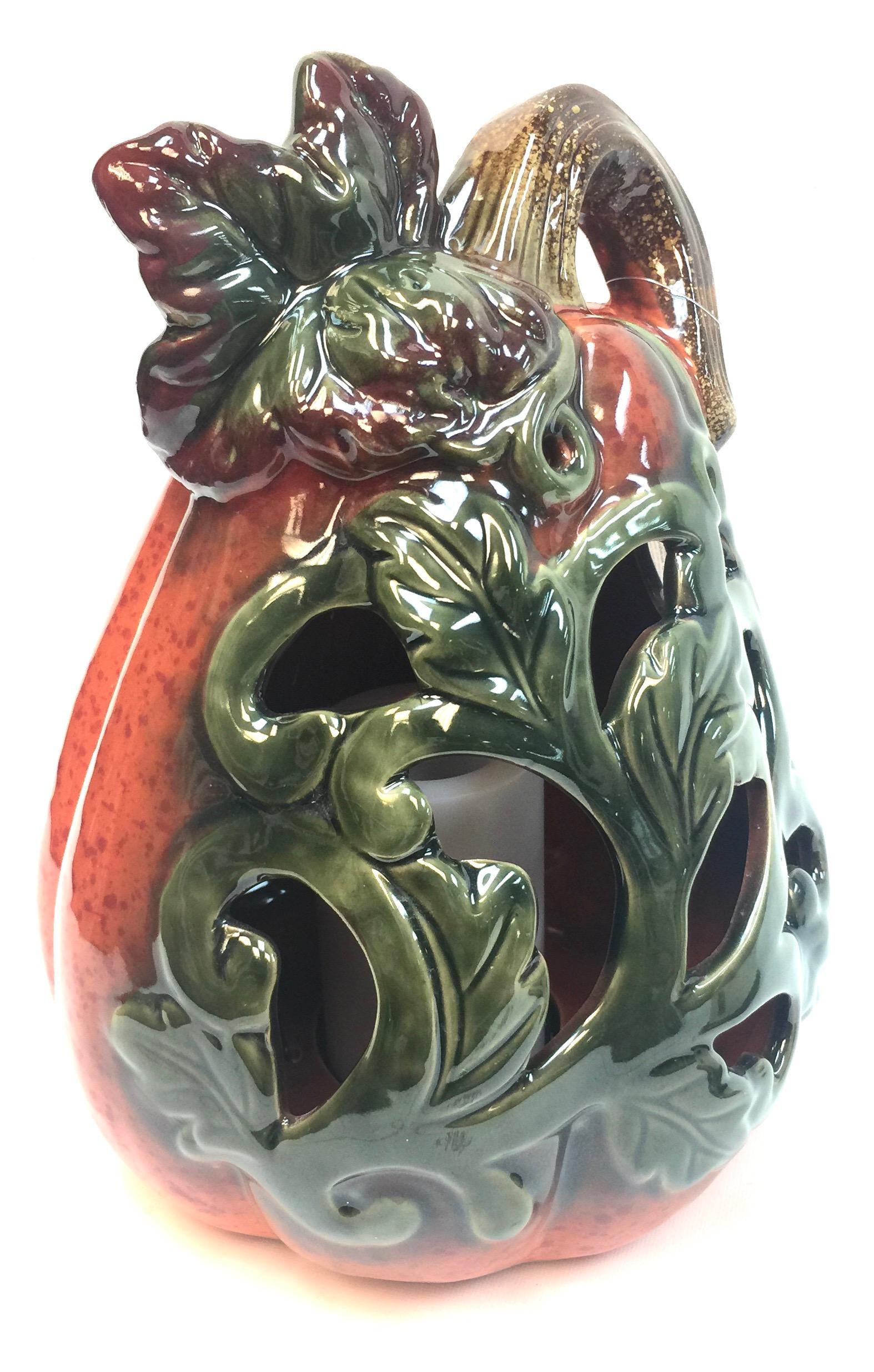 (203080848B10) Ceramic Luminary Orange Pumpkin image