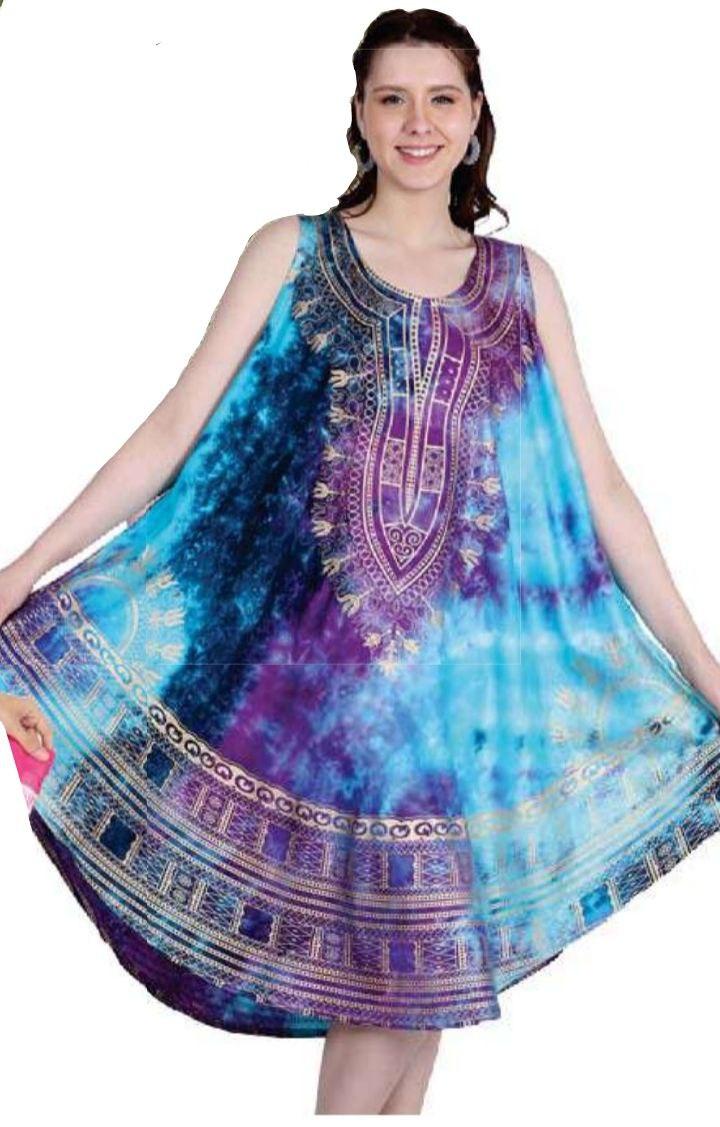 #575-25 Tie Dye Umbrella Sundress - One Size - $5.90 each (6 Pieces) image
