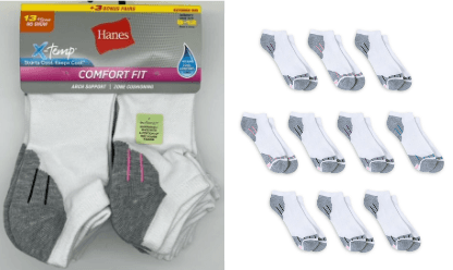 #6-H-E1112 'Hanes' No Show Socks 8-12 - $3.90 per 13 pack (18 Packs) image