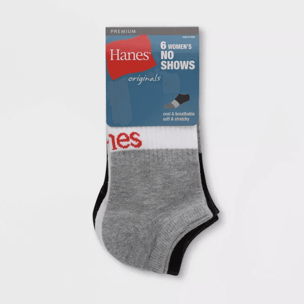#6-H-4512 Women's 'Hanes' No Show Socks (Size 5-9)- $2.00 Per 6 Pair Pack (18 Packs) image