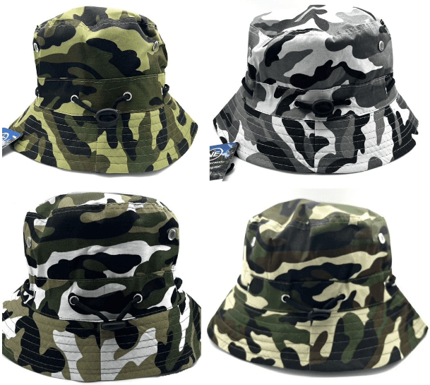 #9H-89487 Camo Fishing Hat with Drawstring - $2.00 each (5 Pieces) image