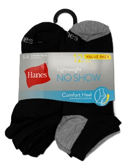 #6-H-0920 Women's 'Hanes' No Show Socks - $4.00 Per 12 Pair Pack (6 Packs) image