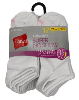 #6-H-2857 Women's 'Hanes' Super No Show Socks - $4.00 Per 12 Pair Pack (6 Packs) image