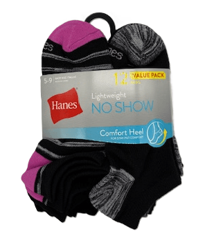 #6-H-2875 Women's 'Hanes' Super No Show Socks - $4.00 Per 12 Pair Pack (6 Packs) image