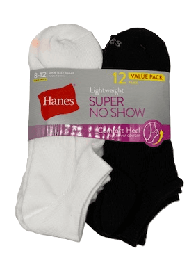 #6-H-4871 Women's 'Hanes' Super No Show Socks - $4.00 Per 12 Pair Pack (6 Packs) image