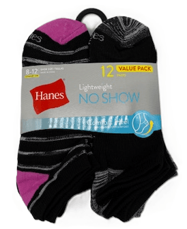 #6-H-4877 Women's 'Hanes' No Show Socks - $4.00 Per 12 Pair Pack (6 Packs) image