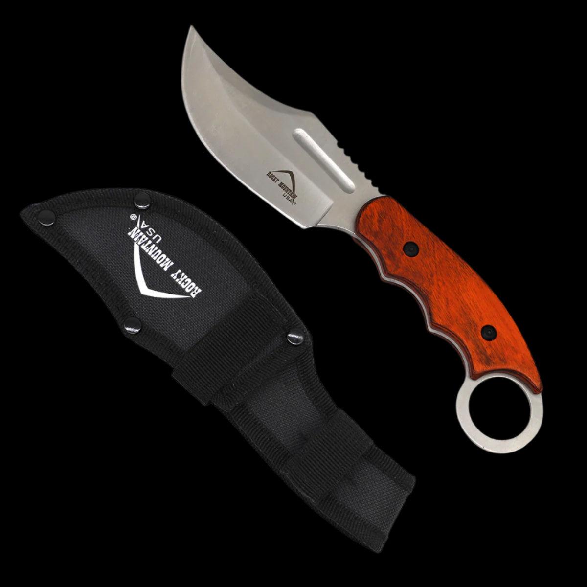 Rocky Mountain Hunting Knife - 4 1/2" Silver Blade / Wood Handle image