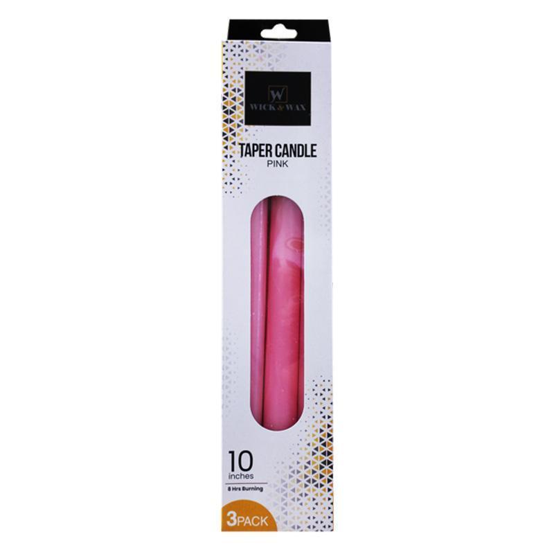 96508_10" TAPER CANDLE PINK 3PK-24 image