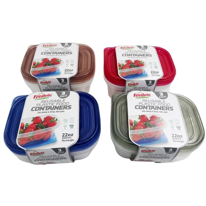 CH83044_22OZ / 660ML 3PK RECTANGULAR REUSABLE CONTAINER SET - 48 image