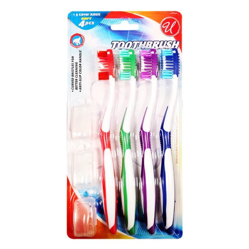 CN56170_4 PACK TOOTH BRUSH WITH CAP SOFT-48