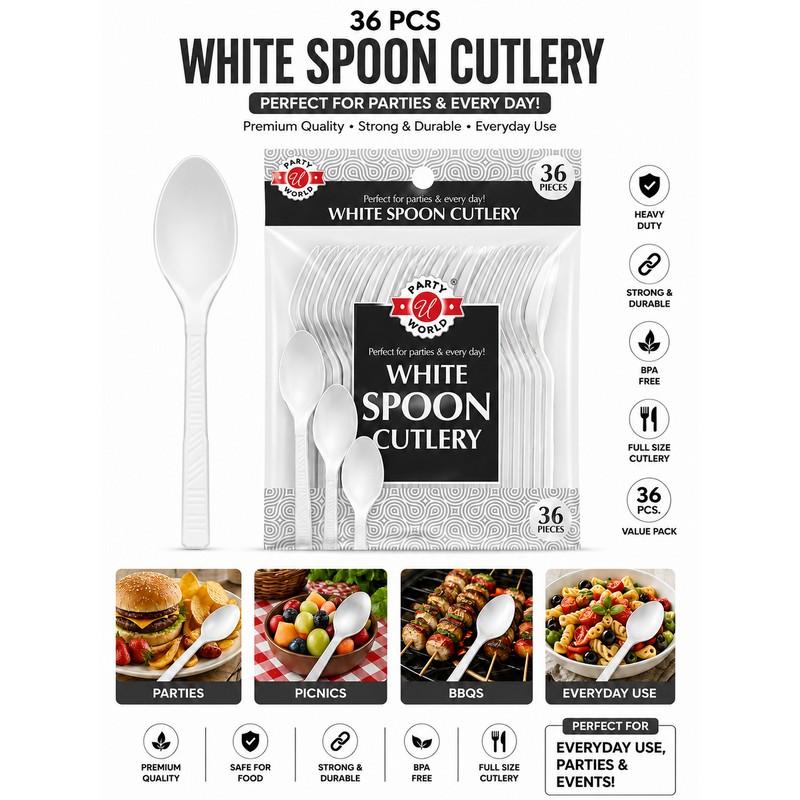 CN91342_36CT WHITE SPOON CUTLERY -48 image