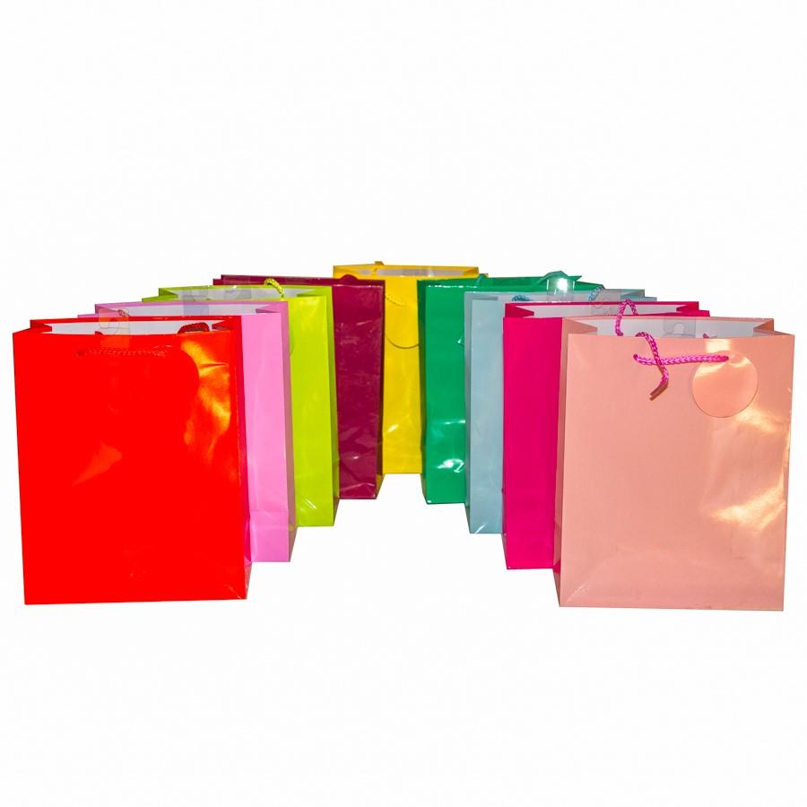 LARGE GIFT BAGS SOLID ASSORTED COLORS -13 X 10 X 5 image