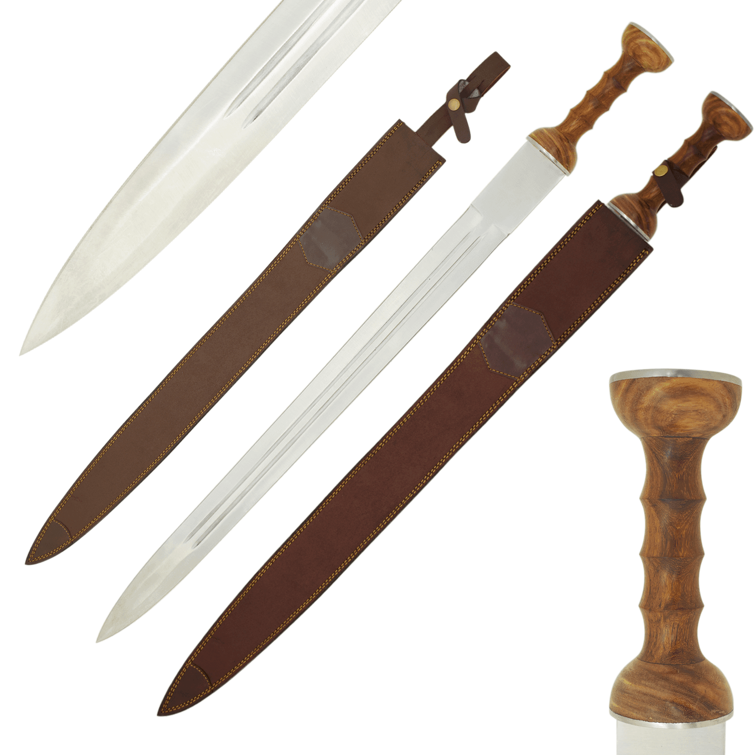 Medieval Warrior Handcrafted Medieval Broadsword — Polished Stainless Steel & Ergonomic Wood Grip image
