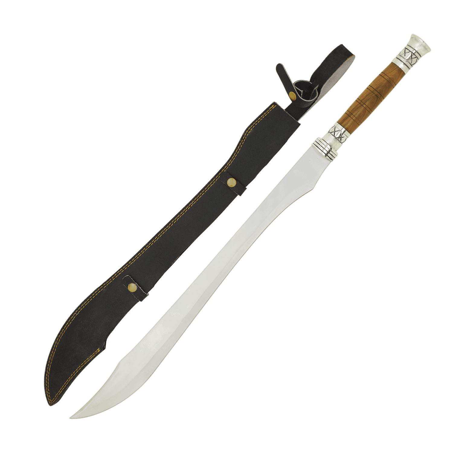 Medieval Warrior Tribal Elven Scimitar — Handcrafted Wood & Silver-Finish Fantasy Sword image