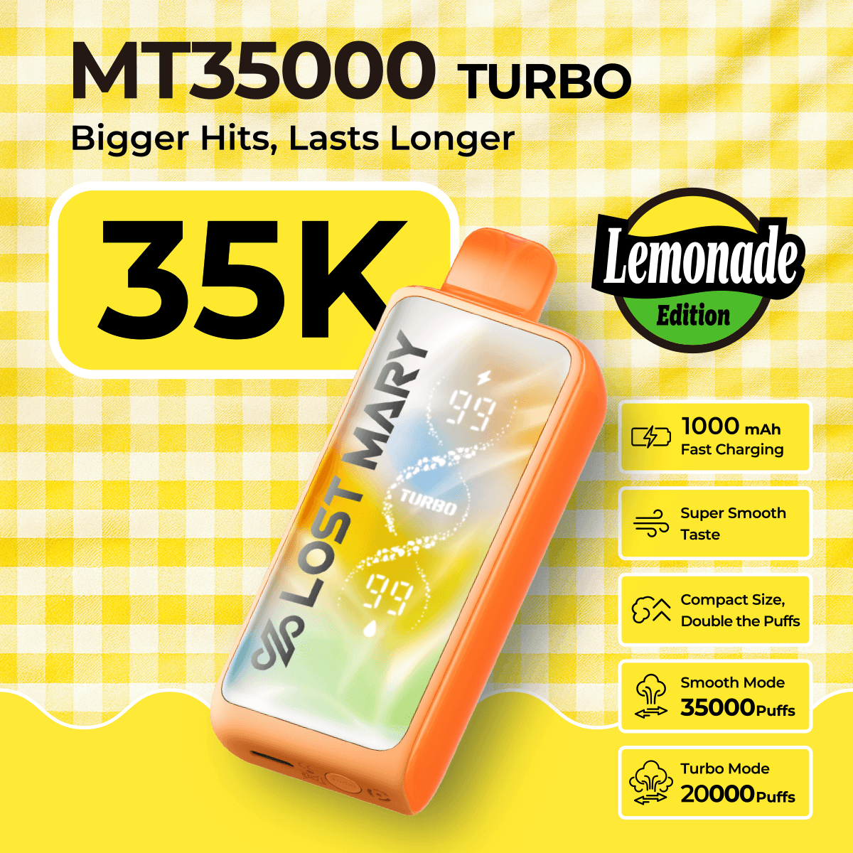 Lost Mary MT35K "Lemonade Edition" Turbo Disposable – 35,000 Puffs