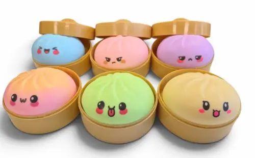 Mystery Mood Dumplings – Pastel Colored Faces in Steamer Assorted Colors Shrink Wrapped Packaging (22051C) CASE OF 12 DOZEN