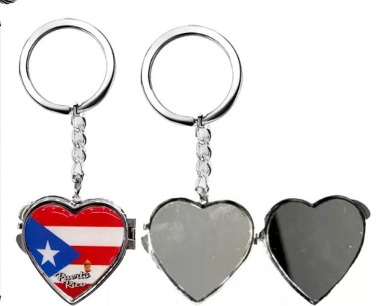 PUERTO RICO FLAG "HEART MIRROW" KEYCHAIN