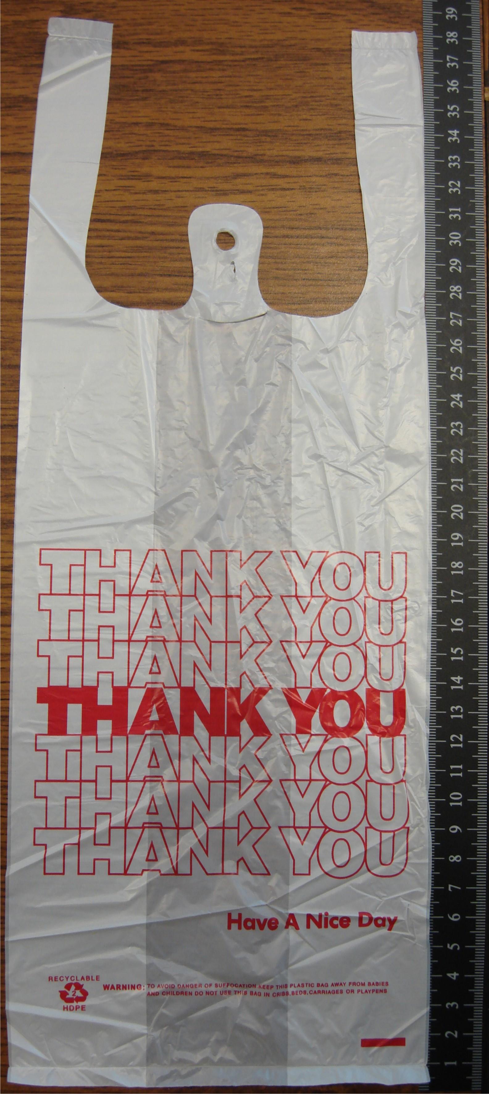 White Thank You Plastic T-Shirt Bags/T-SACK Medium Small image