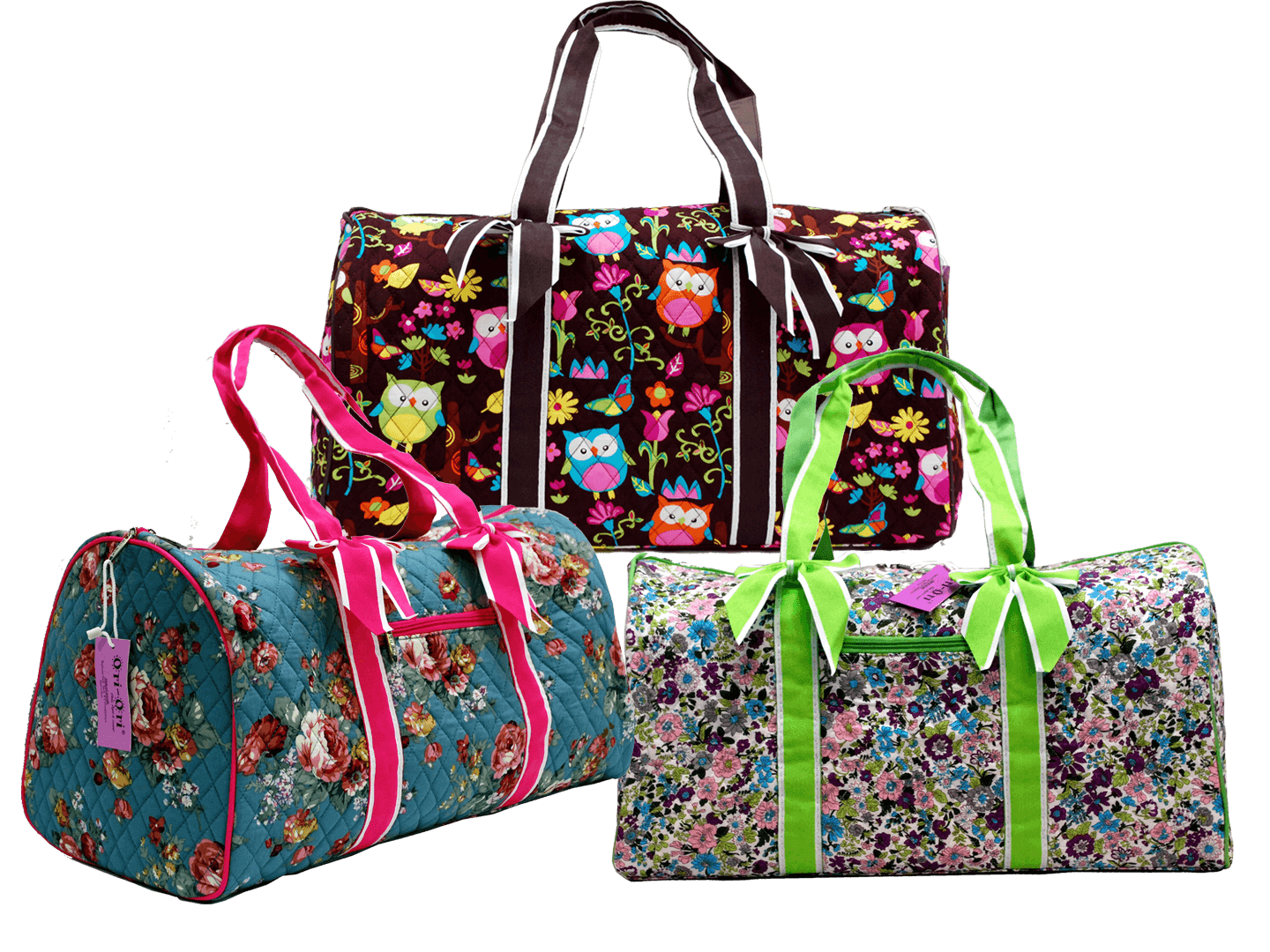 Fashionable Super Lightweight Quilted Floral Carry-On Duffel Bag in 3 Patterns image