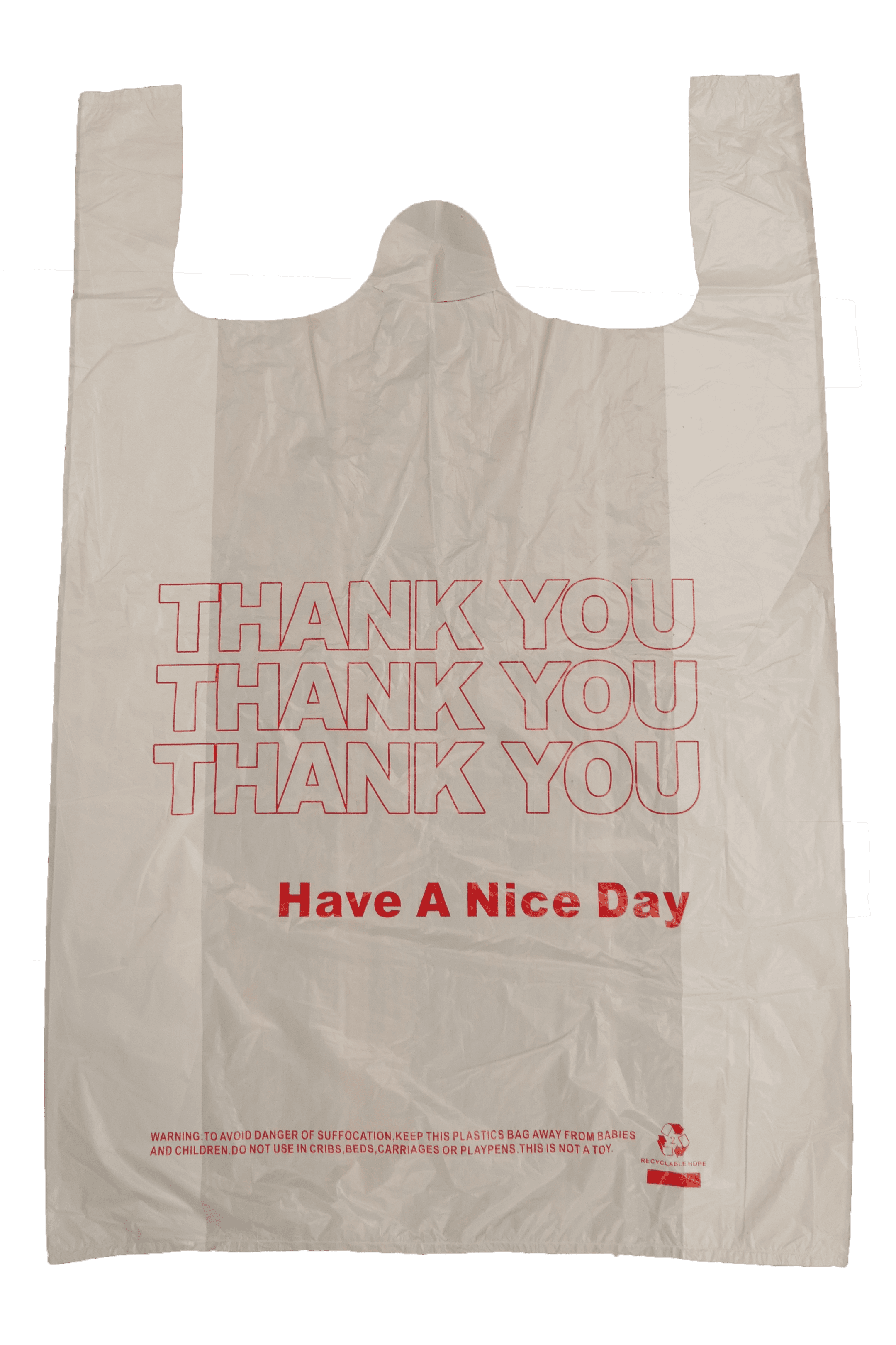 Large White Thank You Plastic T-Shirt Bags/ T-SACK image
