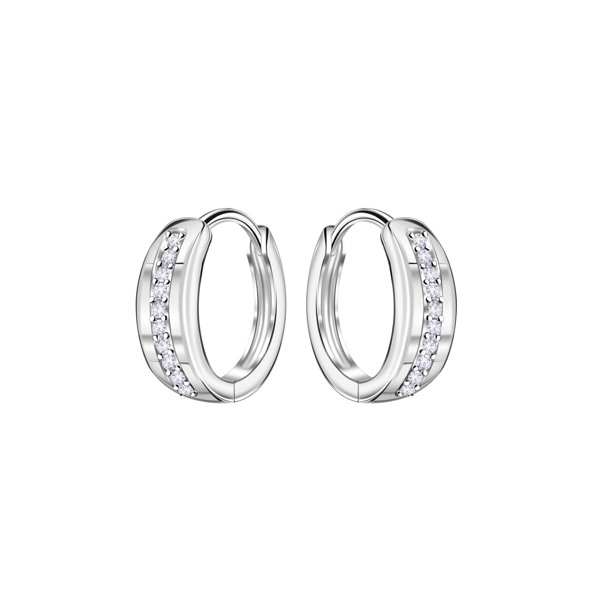 Channel-Set CZ Hoop Earrings - Factory Direct! image