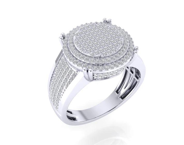 Sterling Silver Round Diamond Double Halo Designer SZ 10 Men's Ring 7/8 Cttw image