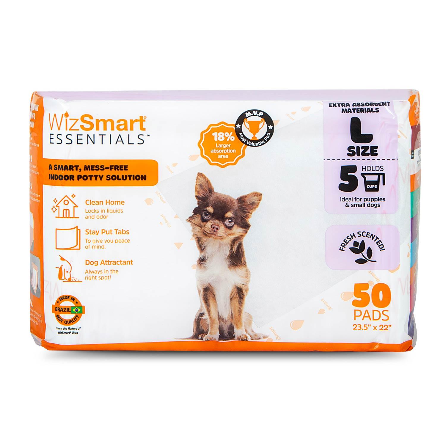 WizSmart Essentials Dog Pee Pads, Large, 50ct, Fresh Scented image