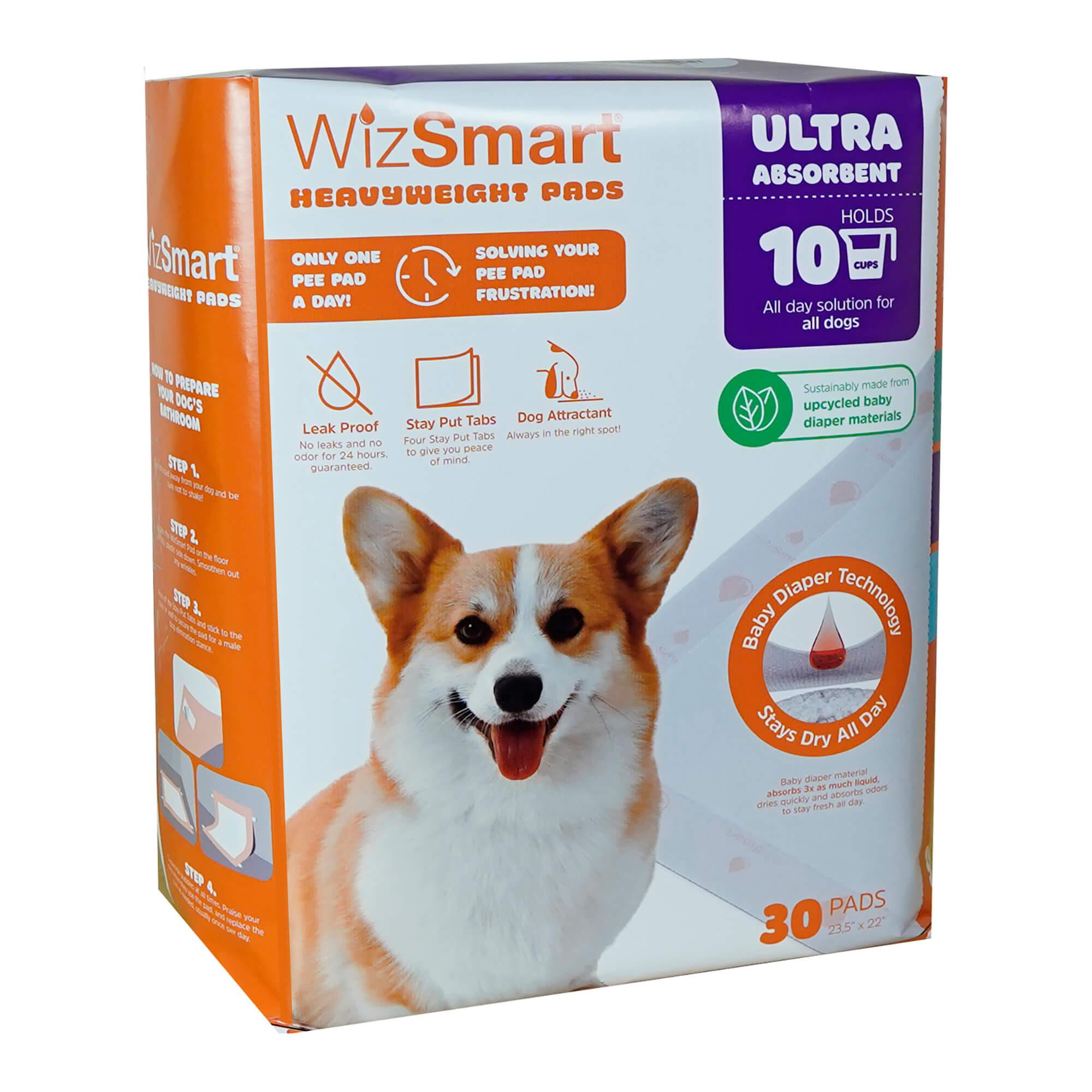 WizSmart Heavyweight Dog Pee Pads for Large Dog, 23.5" x 22", 30 Pads image