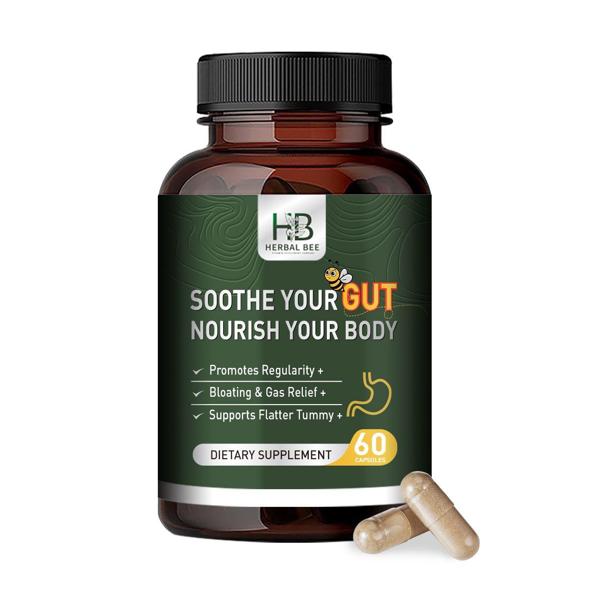 Gut Health - Gas and Bloating Relief, Constipation, Leaky Gut Repair | 60 Capsules image