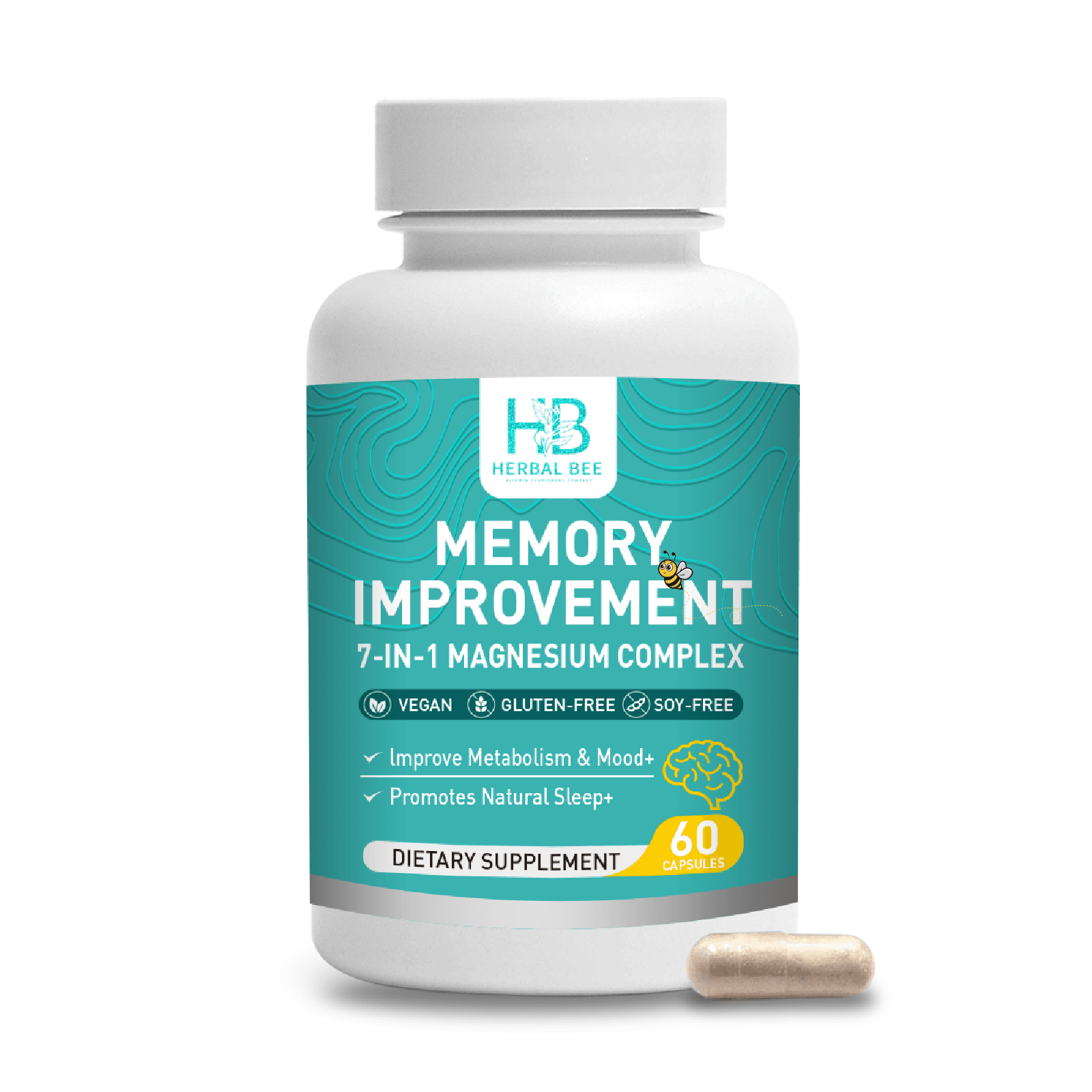 7-in-1 Magnesium Complex – Memory, Focus & Mood Support – Magnesium Glycinate, Citrate | 60 Capsules image