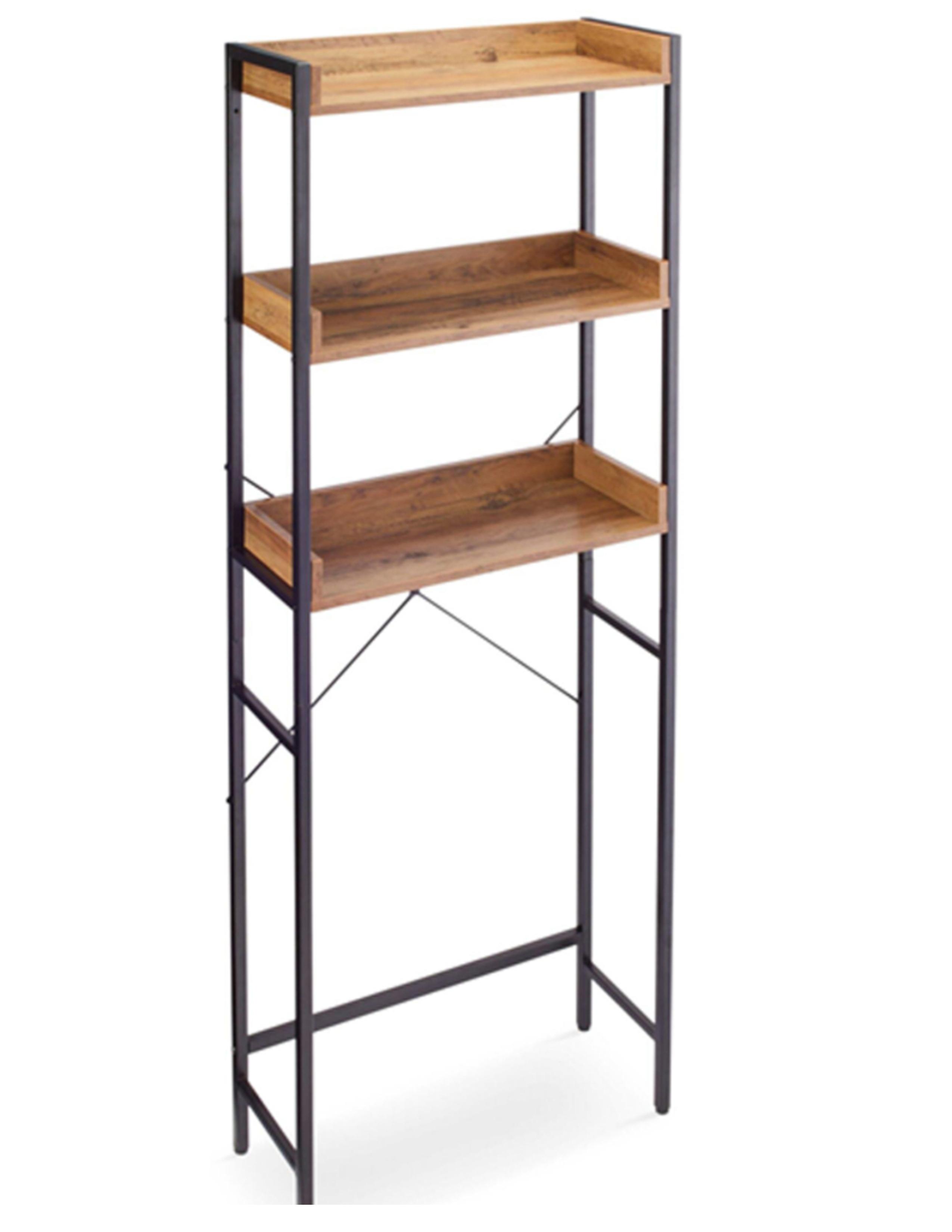 CANVAS Winsloe Bathroom Space Saver, matte black metal, 3 shelves. Size 25x10x66 in. Holds towels/toiletries. 13.3 lb per shelf. image