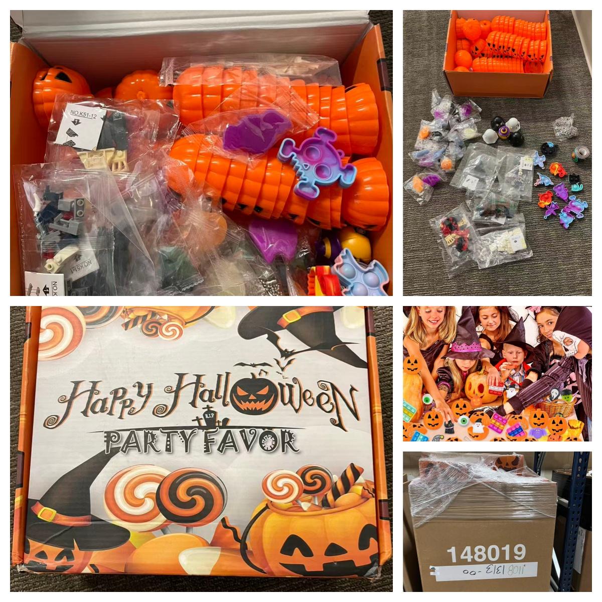 48 pcs Halloween Toys Pack with Pumpkin Box, IL warehouse
