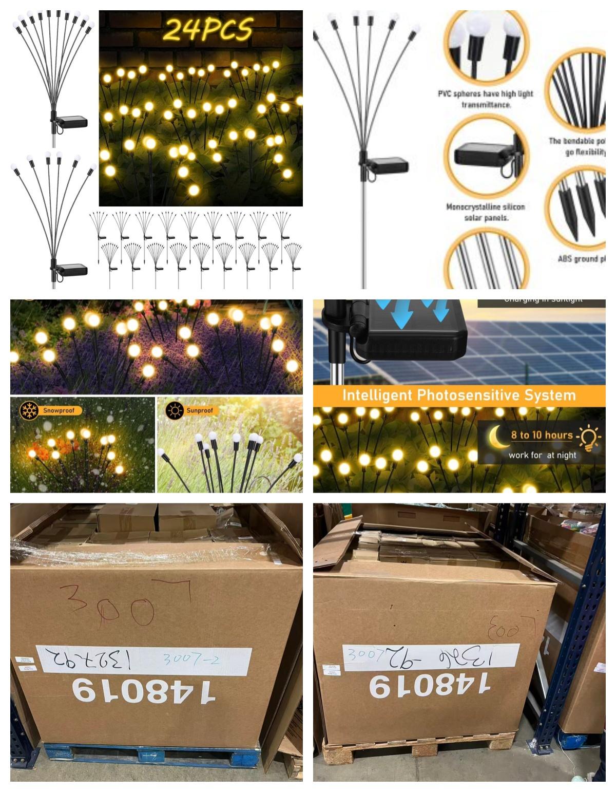 24 Pcs Garden Decorations 6/10 LED Lights Solar Powered Firefly Yard Patio Outdoor DecorĀ image