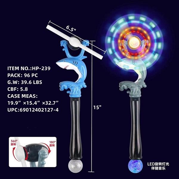 15" SHARK WINDMILL WAND LIGHT AND SOUND