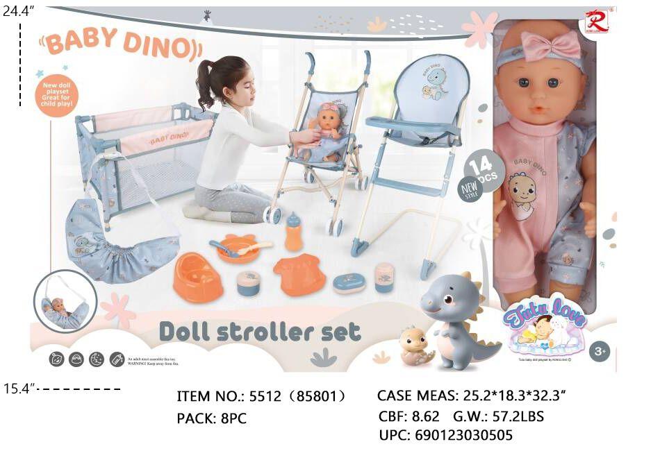 BOX 15 X 24" BABY DOLL W/ BED & FEEDING TIME SET image