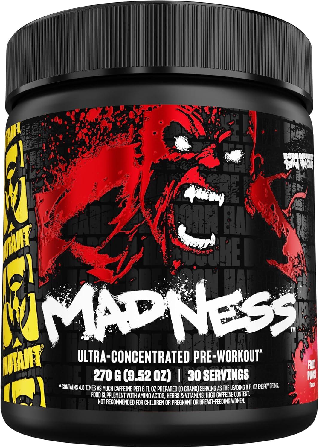 Mutant Madness Pre Workout Powder Supplement, 30 Serving, Fruit Punch