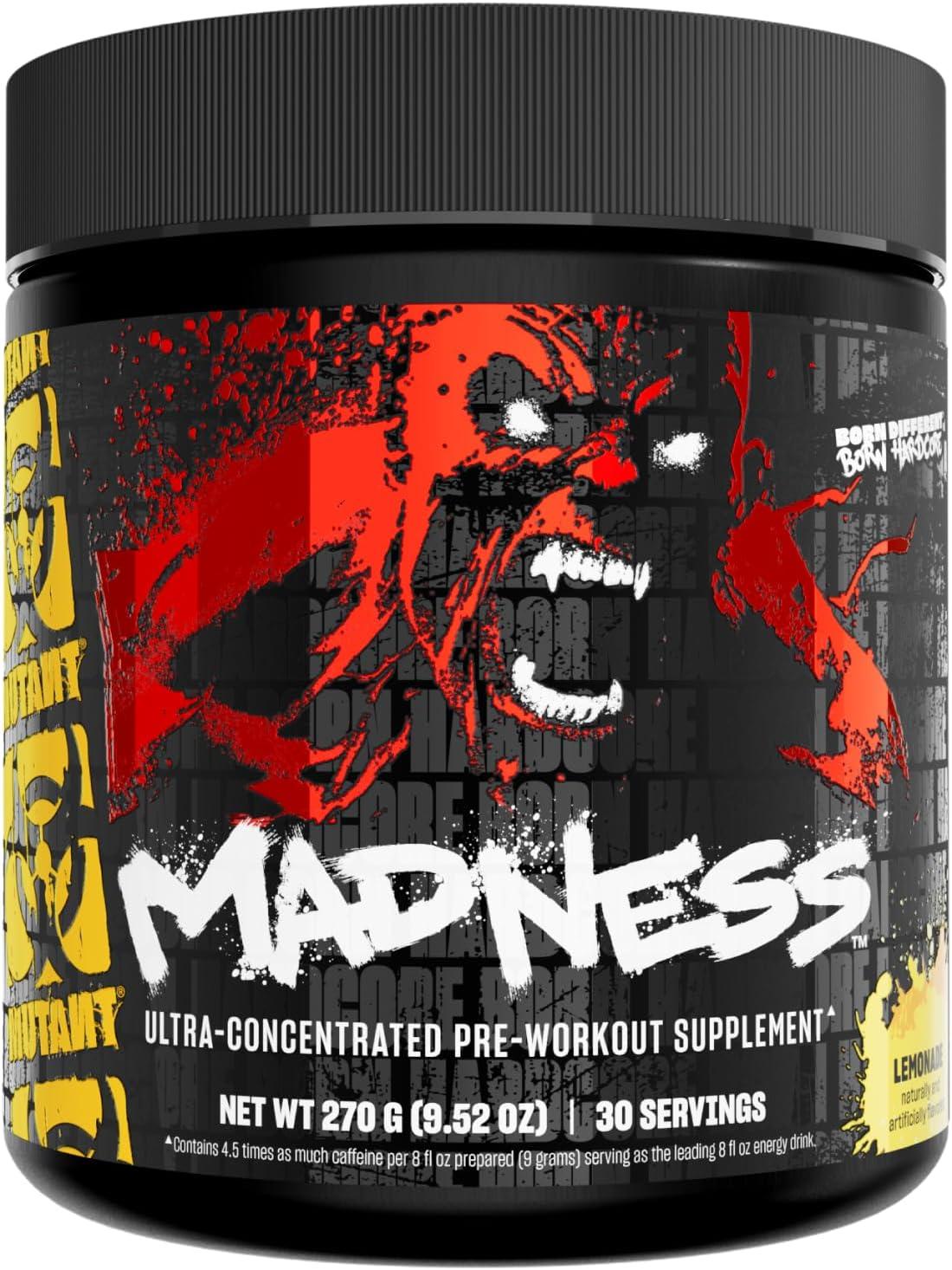 Mutant Madness Pre Workout Powder Performance and Pump Blend, Lemonade