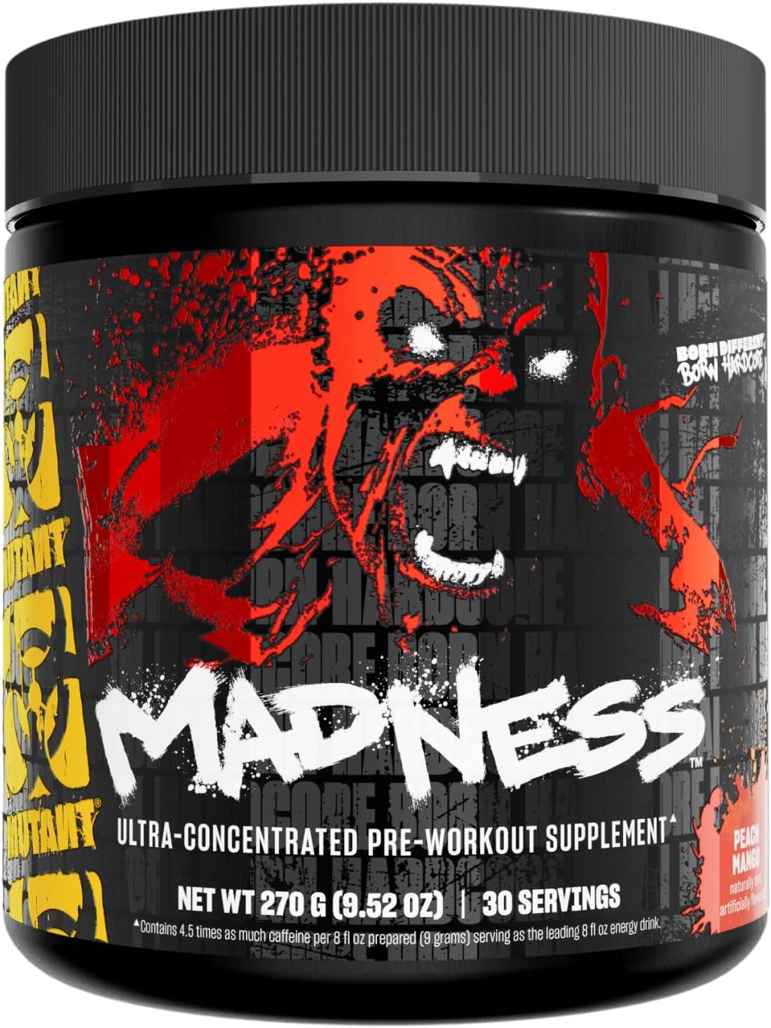 Mutant Madness Pre Workout Powder Supplement, 30 Serving, Peach Mango image