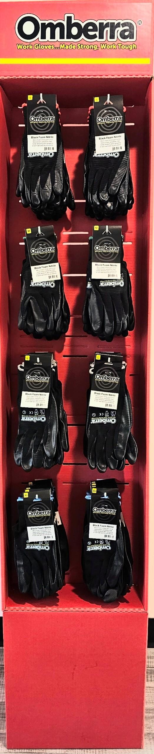 Omberra Black Nitrile Work Gloves Shipper