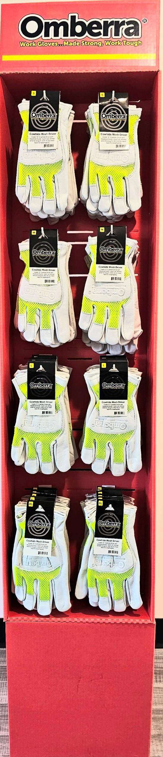 Omberra Cowhide Driver Hi-Vis Mesh Leather Work Gloves image