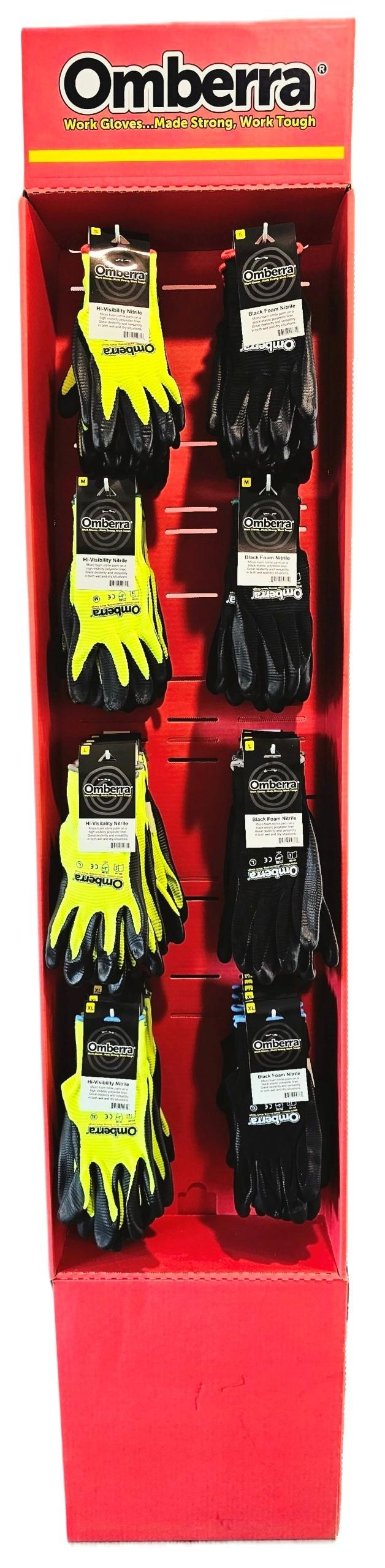 Omberra Hi-Viz/Black Nitrile Work Gloves Shipper