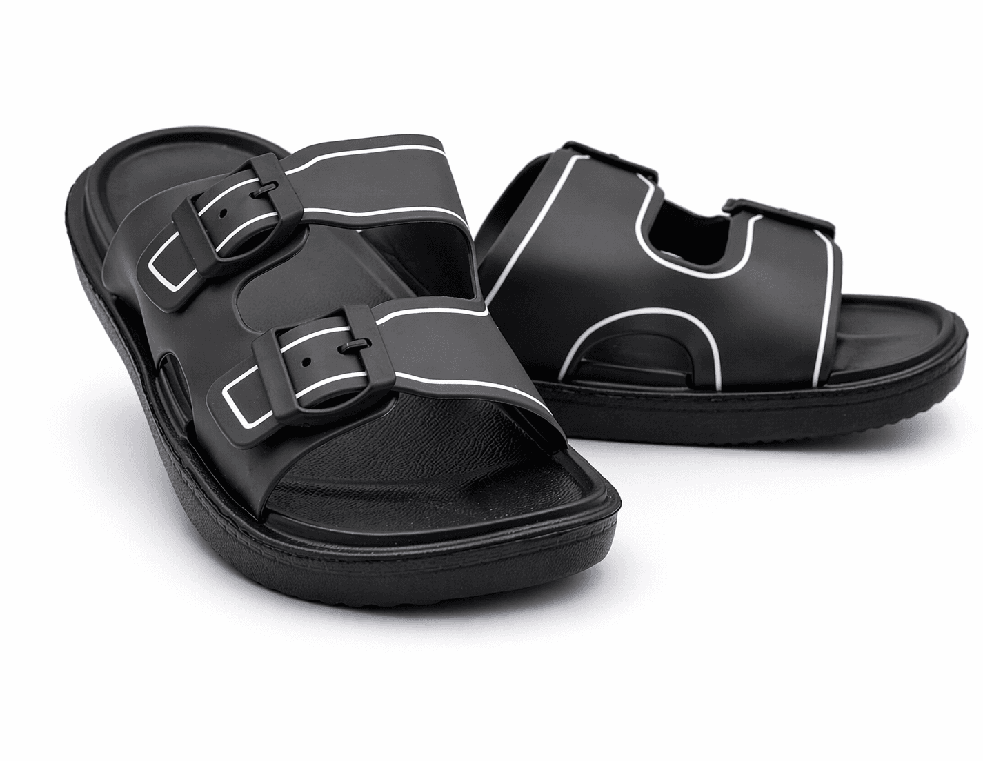 MENS SLIDES CASE OF 30 PAIRS 2 OF EACH BLACK,BROWN,NAVY,GRAY 8-12 image