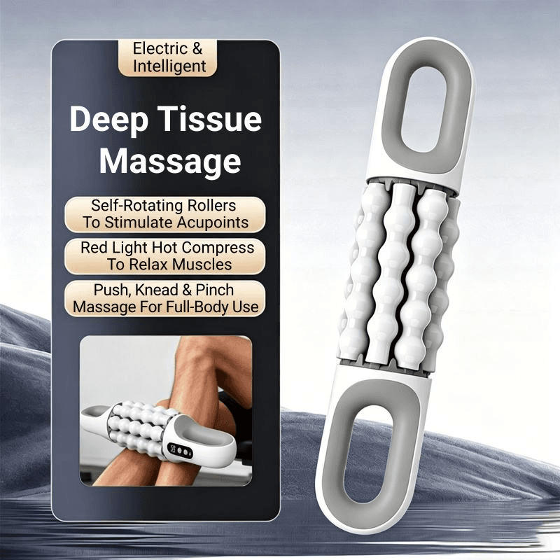 Recharging Rolling Percussive Massager Handheld Massage Roller with Multi-use Base for Muscle Groups Deep Tissue Massage & Relax image