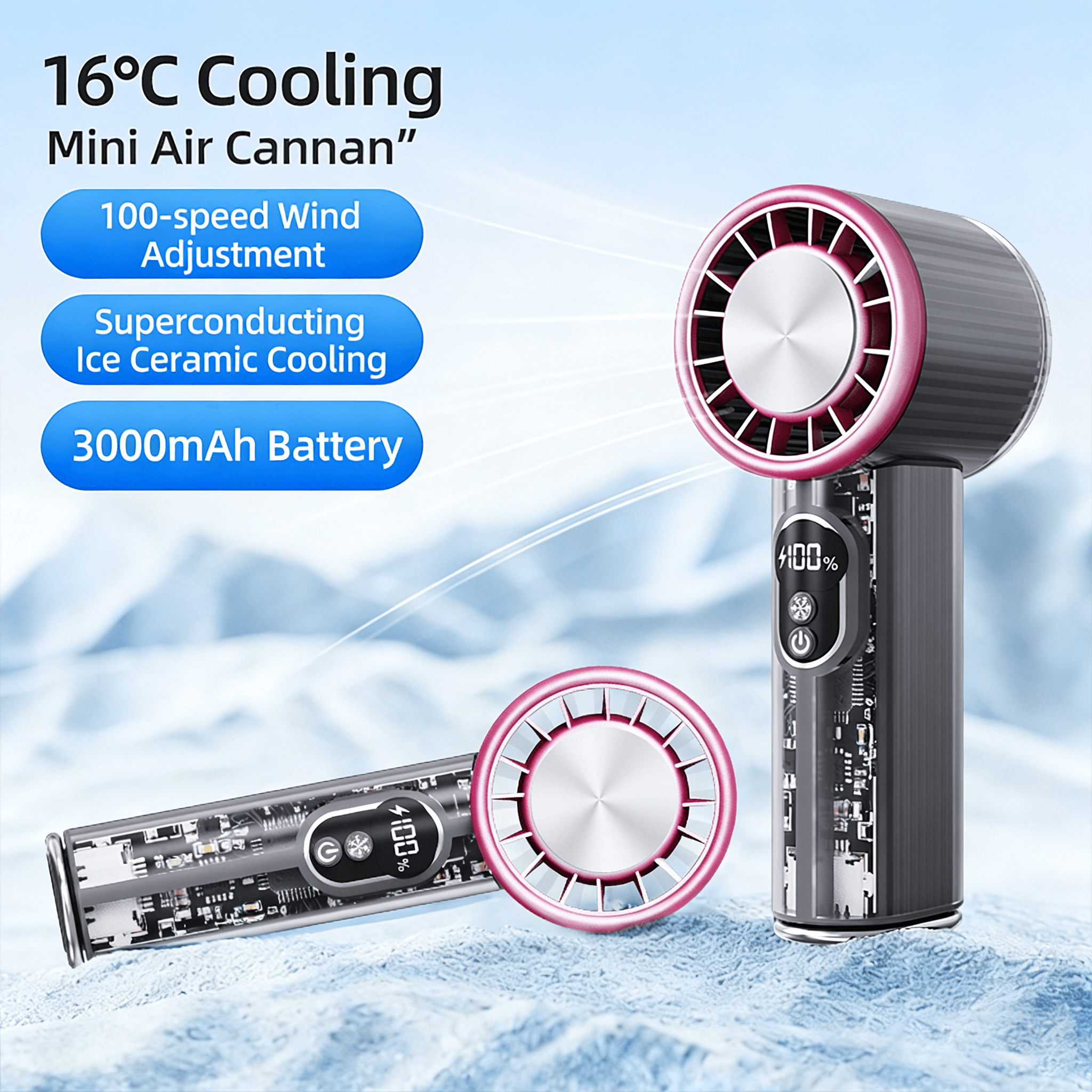 Rechargeable Mini Turbo Handheld Outdoor Wearable Foldable Ice Pack Hand Fan image
