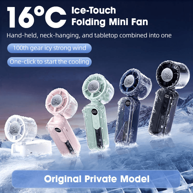 Ice-Cooling Handheld Fan Digital Display Foldable Design Brushless Motor Low Noise-Wholesale Exclusive Supply image