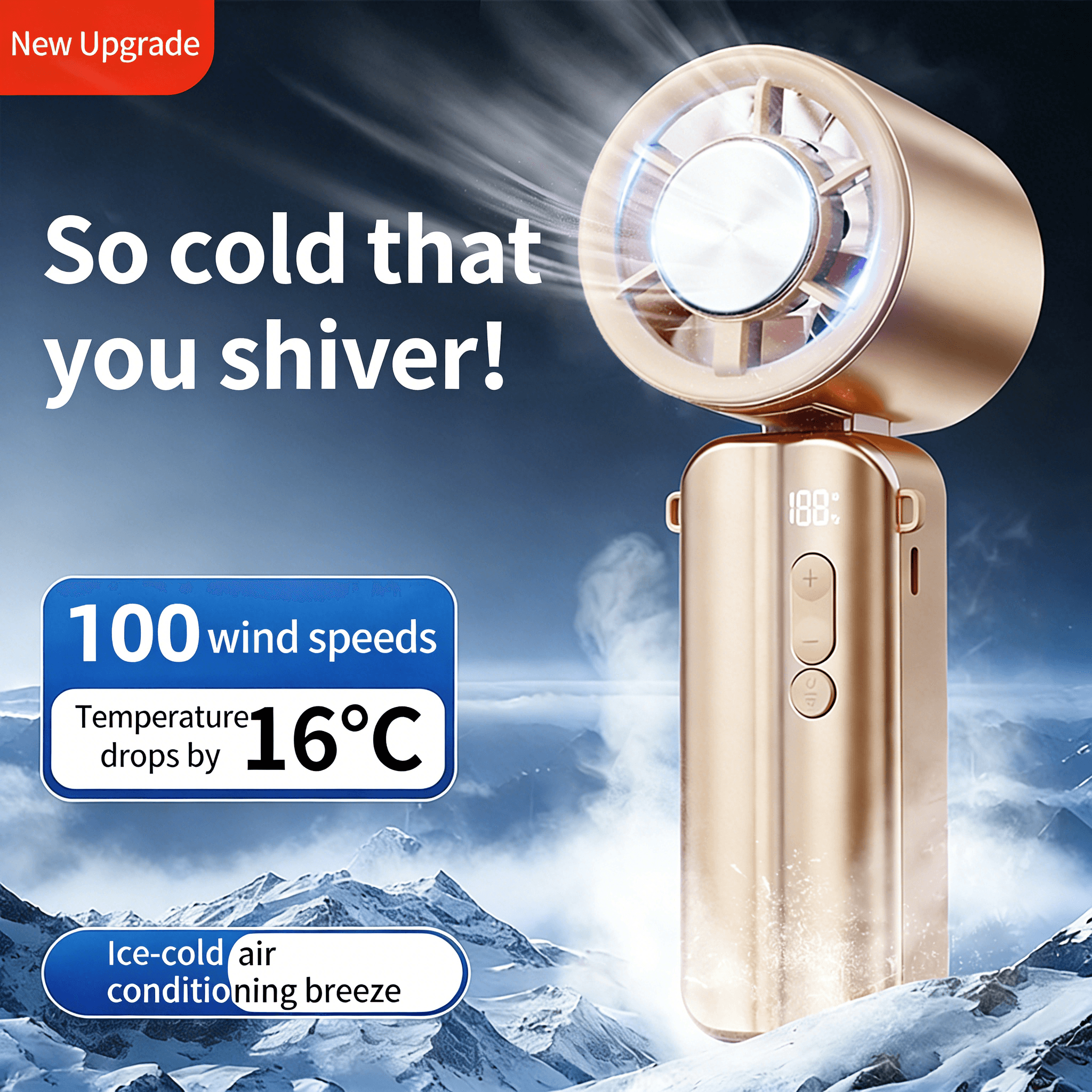 Mini Handheld Rechargeable USB Foldable Ice Cooling Portable 3600mAh Outdoor Consumer Electronic Fan for Home image