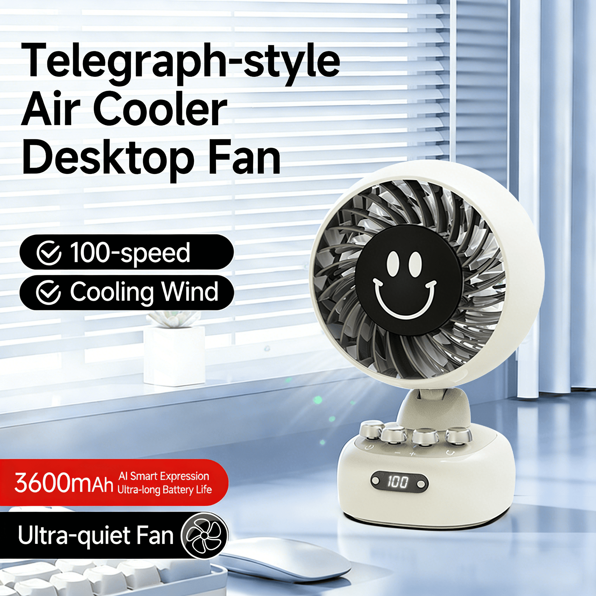 Rechargeable USB Fan High Speed Portable Table Fan for Home Office Kitchen Travel Camping image