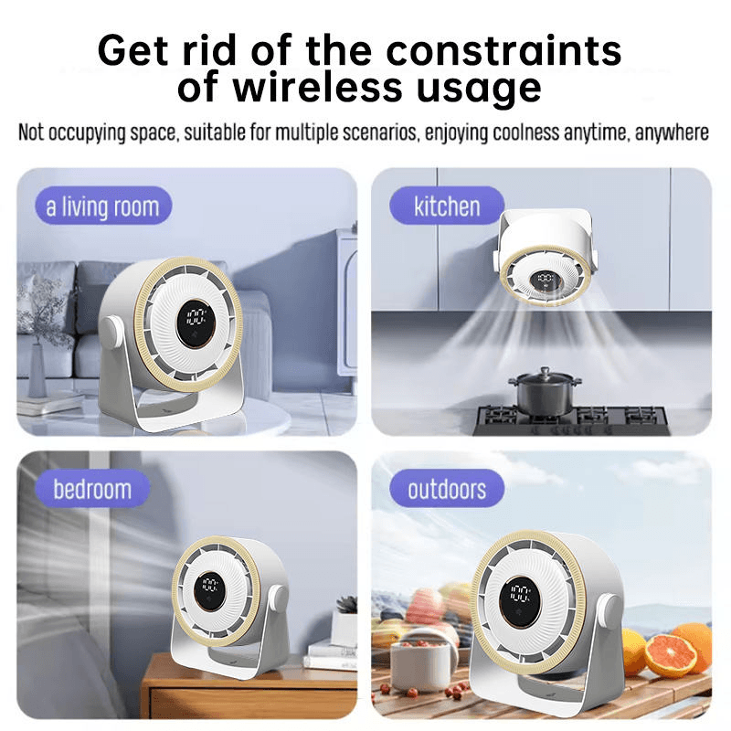 Find similar icon New High-Speed Circulating Brushless Motor Ambient Light Wireless Desktop Three-in-One Fan Household Kitchen Wall-Mounted Table image