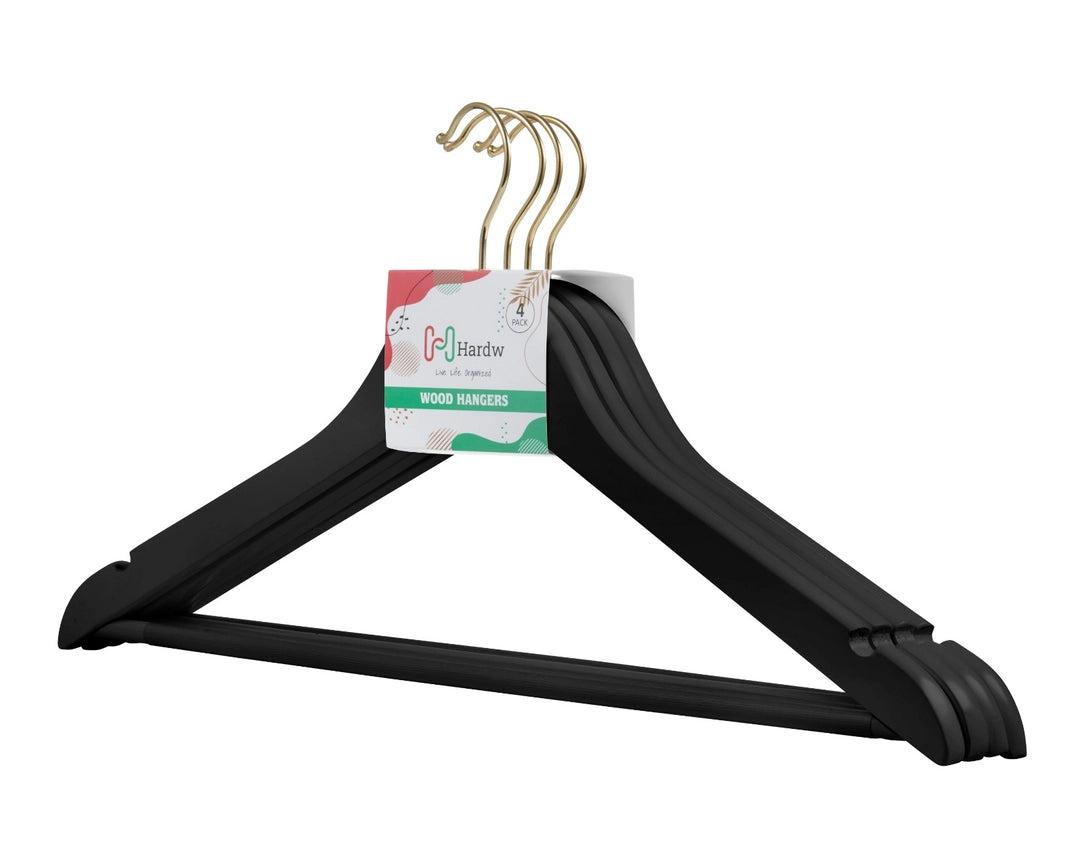 Black Wooden Hangers Adult Anti-Slip 96 Hangers image