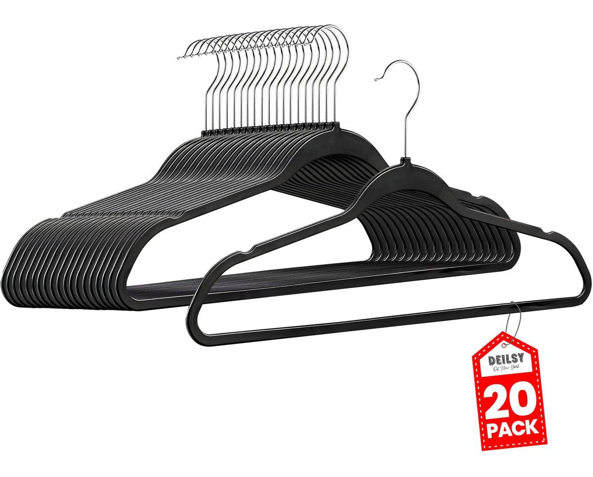 DEILSYâ„¢ Durable Non-Velvet Plastic Hangers, Slim & Space Saving | Black | 50 Pack | Wholesale image